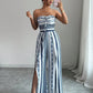 👗 47% OFF NOW! 💥 Geometric Jumpsuit with Halter Neckline & Side Slit – Unique print & elastic back – Versatile, perfect for summer parties or resort wear ✨