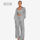 Glitter Blazer Met Pailletten en Wijde Broek voor dames(3-delige Set)