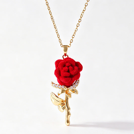 🌹 NU 50% KORTING! 💎 Elegante rode rozen hanger ketting – Delicaat ontwerp, hypoallergeen & perfect voor dagelijkse elegantie of als cadeau ✨