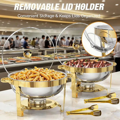 🔥 NU 55% KORTING! 🎄 Buffetset van roestvrij staal met chafing dish - Gelijkmatige hitte en duurzaam, perfect voor feestdagen en feestjes ✨