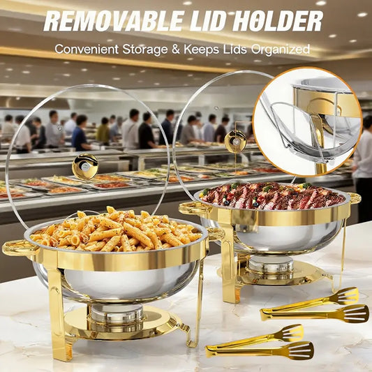 🔥 NU 55% KORTING! 🎄 Buffetset van roestvrij staal met chafing dish - Gelijkmatige hitte en duurzaam, perfect voor feestdagen en feestjes ✨