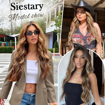 💖Hete verkoop deze week - 50% korting🤩Damespruik, lang golvend haar, uit één stuk met verstelbare pasvorm