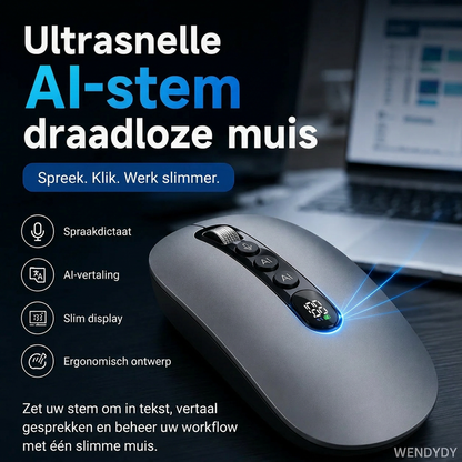 🖱️💥50% KORTING💥AI Slimme Stem Draadloze Muis – 1600 Woorden/Min, Vertaalcentrum, Ergonomisch✨