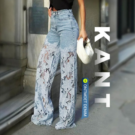 💃Zomermode voor de toekomst🌸Modieuze kanten patchwork denim jeans