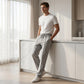 🛒 45 % korting 👖Herenbroek met elastische tailleband en trekkoord, recht model