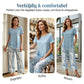 💙Casual set met tuniek met ronde hals en laagjes en een broek met wijde pijpen