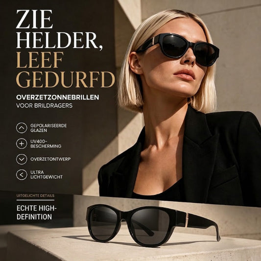 🕶️👓  Brildragers opgelet: deze oversized zonnebril schuift over je eigen bril en je ziet eruit als een filmster – geen dure clip-on, geen geknipper met lenzen!