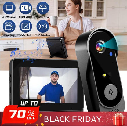 💐 50% KORTING! Slimme Deurbelcamera met Scherm – 4,3-inch Display, Eenvoudige Installatie 📱🔔