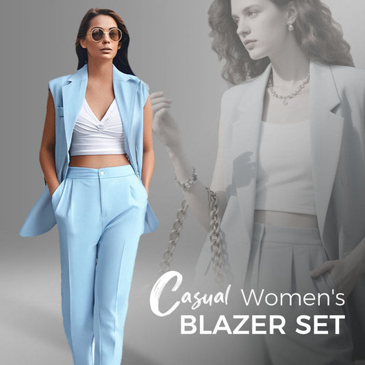 Dames Stijlvolle Mouwloze Blazer & Hoge Taille Broek Set