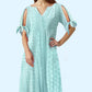 💃Elegante effen jurk met V-hals en uitgesneden details voor dames