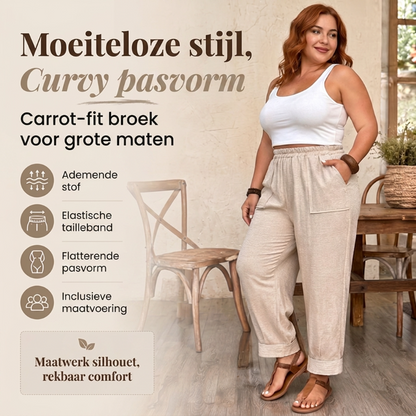 🎉【Aanbieding】👖✨Dames Losse Casual Broek | Elastische Taille | Relaxed Fit | Effen Kleuren | Polyester Mix | 1XL-5XL🧵