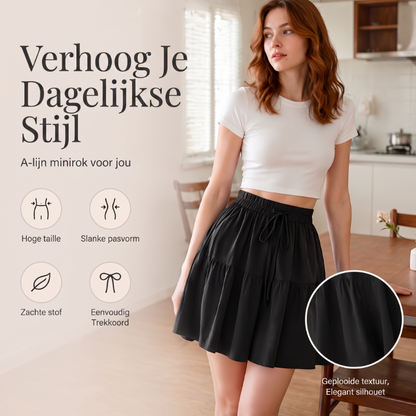 👗NU 50% KORTING🌸Hoge taille wijde pijp skort met gerimpelde randen – Verstelbare pasvorm & flatteuze A-lijn🎀