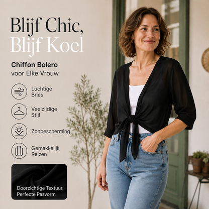 🔥 50% KORTING 🌞 Dames Elegante Chiffon Strikvoorkant Cropped Top 🌿