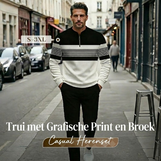 🔈🔈50% KORTING🔥 Herenpullover en broekset met grafische print