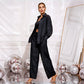 Glitter Blazer Met Pailletten en Wijde Broek voor dames(3-delige Set)