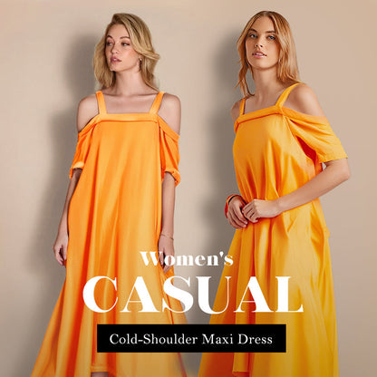 🌈 Maxi-jurk voor dames met open schouders