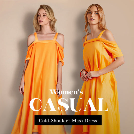 🌈 Maxi-jurk voor dames met open schouders