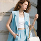Dames Stijlvolle Mouwloze Blazer & Hoge Taille Broek Set