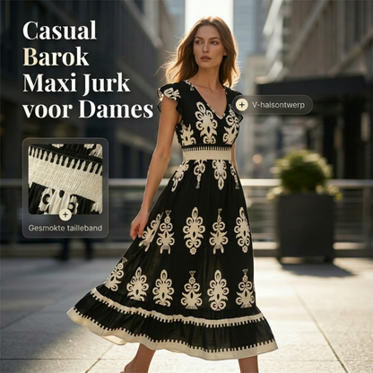 🌸🌟Een jurk die je laat stralen – met V-hals, barokke patronen en een luchtig, comfortabel draagcomfort, nu tijdelijk met 50% korti