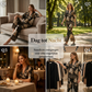 🌸Damesset met print: V-hals top en lange broek✨💃