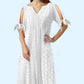 💃Elegante effen jurk met V-hals en uitgesneden details voor dames