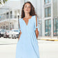 💃Elegante effen jurk met V-hals en uitgesneden details voor dames