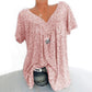 Korte mouw met v-hals print