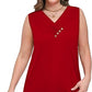 Dames tanktop met V-hals en decoratieve knopen | Losvallende pasvorm