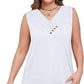 Dames tanktop met V-hals en decoratieve knopen | Losvallende pasvorm