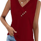 Dames tanktop met V-hals en decoratieve knopen | Losvallende pasvorm