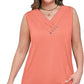 Dames tanktop met V-hals en decoratieve knopen | Losvallende pasvorm