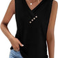 Dames tanktop met V-hals en decoratieve knopen | Losvallende pasvorm