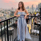 👗 50% OFF NOW! 💥 Geometric Jumpsuit with Halter Neckline & Side Slit – Unique print & elastic back – Versatile, perfect for summer parties or resort wear ✨