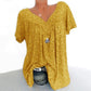 Korte mouw met v-hals print