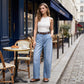 🌟 Damesjeansshort met hoge taille en wijde pijpen – Verlengt de benen & vintage wassing – Casual cropped broek – perfect voor de zomer, het strand of een vrije dag 👒
