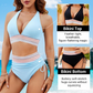 💃 Hoge Taille Buik Controle Kleur Blok De Bikini Inzetten