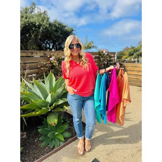 💥Meerkleurige V-hals casual t-shirt tops voor vrouwen
