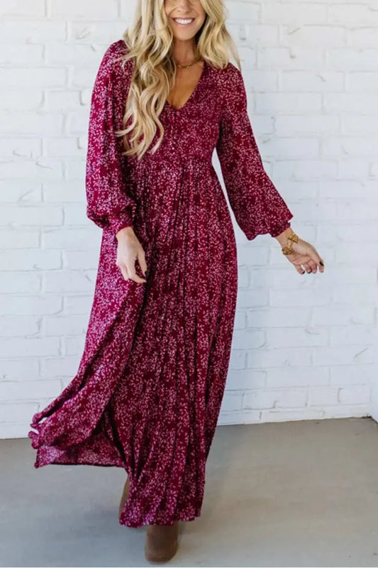 🌺 Dames maxi-jurk van rayon met bloemenprint, gesmokte taille en voering – flatterende pasvorm, lichtgewicht stof en elegante boho-stijl 💃