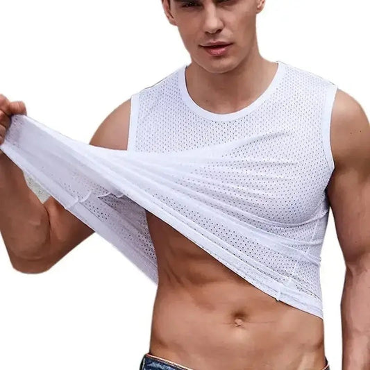 Heren Ice Silk Mesh Ademend Sneldrogend Atletische Tanktop