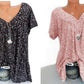 Korte mouw met v-hals print