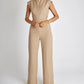 Effen gekleurde taille afslankende jumpsuit met wijde pijpen