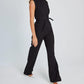 Effen gekleurde taille afslankende jumpsuit met wijde pijpen