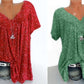 Korte mouw met v-hals print