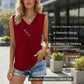 Dames tanktop met V-hals en decoratieve knopen | Losvallende pasvorm