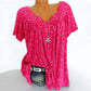 Korte mouw met v-hals print
