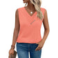 Dames tanktop met V-hals en decoratieve knopen | Losvallende pasvorm