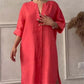 💟Casual Ademende 3/4 Mouwen V Hals Effen Kleur Jurk