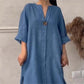 💟Casual Ademende 3/4 Mouwen V Hals Effen Kleur Jurk