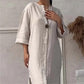 💟Casual Ademende 3/4 Mouwen V Hals Effen Kleur Jurk