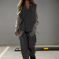 Fashion Patchwork Irregular Lace-Up Shirt & Broek Tweedelige Set-Gratis verzending